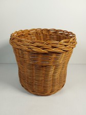 Vintage Hand Made Rustic Wicker Cane Waste Paper Bin/ Storage