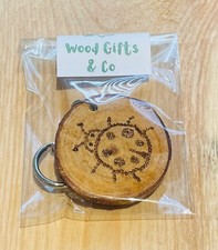 LADYBUG LADYBIRD KEYRING . WOODEN BURNT KEYCHAIN . Ladybird Gift, Garden Lover G