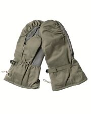 German Army Goretex Winter Fur Lined Mitts in Olive Leather Palm Thumb Grade 1