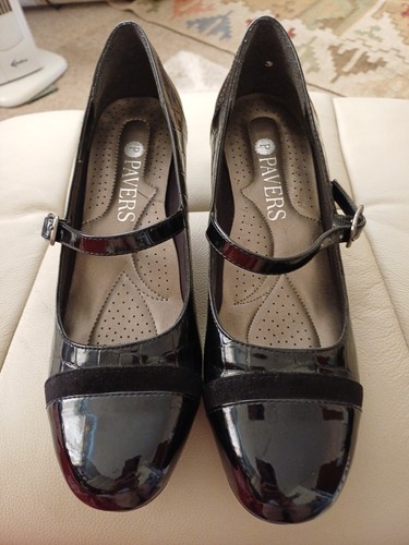 Pavers mary jane black patent - mary,