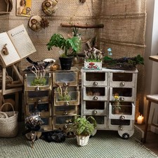 Puzzle 1/12 Scale Dollhouse Accessories Old Display Storage Cabinet Garden 