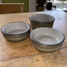 Vintage Purbeck Portland Pottery Speckled Stoneware Bowls Dishes Serving Table