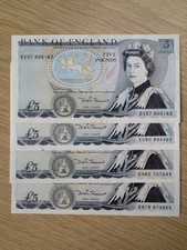 Lot of four Five pound notes, Somerset 1980 (B343)