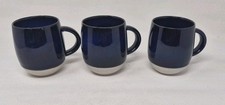 Set of 3 x Jeff Banks Pour La Maison Dark Blue Stoneware Mugs