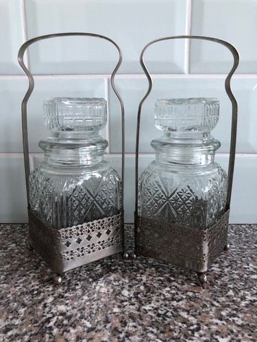 Pair pressed glass pickle - pair,