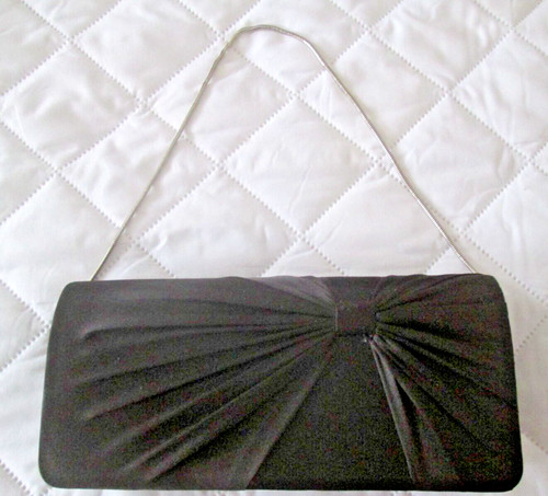 Black satin handbag - black,