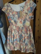 BNWT Dress by Eukalyptus Size S Beautiful Retro Design Floral Shimmer Fabric