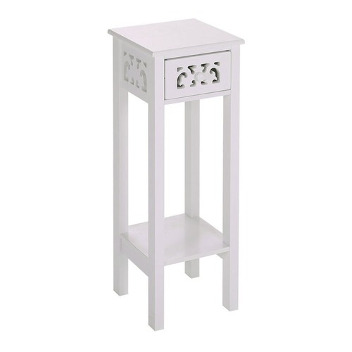 White narrow side end table - white,