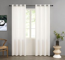 Pair (x2) Plain Voile Eyelet