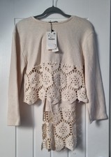ZARA ECRU CO ORD CROCHET KNIT