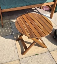 Small Garden Side Table Patio Wooden Folding Stand Outdoor Space Saver Furniture