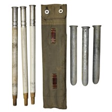 Zeltbahn Kit Pup Tent WW2 KHAKI Wooden Poles 40s Era Metal Pegs Canvas Pouch VTG