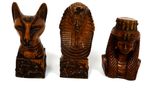 Three stone egyptian figures - three,