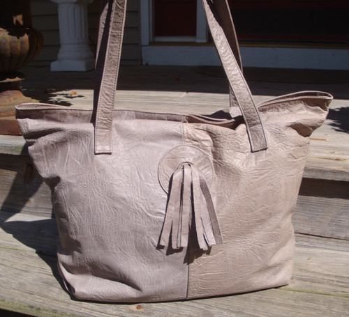 Distressed gray leather tote - gray,
