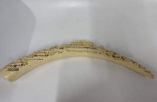 Chinese carved tusk ivory - carved,