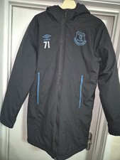 Everton FC Long Coat |Mens Umbro Warm Padded Coat| New | Size M| Black| Football