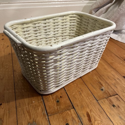 White wicker basket - white, vintage