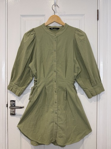 Zara green shirt dress button - shirt,