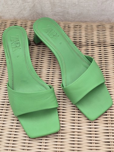 Zara leather mules square - , toe