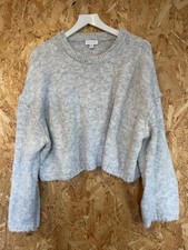 Topshop oversized cropped grey round neck jumper sweater super soft size 12-14