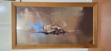 RAF "SPITFIRE" PRINT, By BARRIE AF CLARK,  Frame GLASS FRONTED, 61 X 36CM