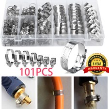 101 Pcs Assorted Stainless Steel Hose Clamp Kit With No Driver Jubilee Clips Set