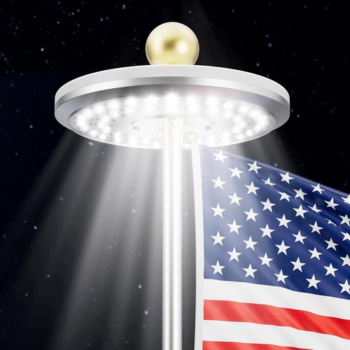 Led solar powered flag - powered, pole