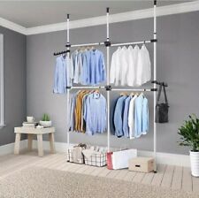 Telescopic Wardrobe Organise Hanging Double Rail Clothes Rack Adjustable Storage