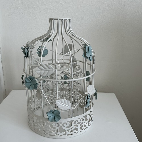 Cream and blue painted - and, metal