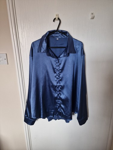 Womens blue satin - blouse, new