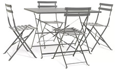 Habitat Eve 4 Seater Folding Metal Patio Set - Grey | Outdoor Garden Furniture