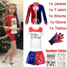 Kids Girls Costume Suicide Squad Harley Quinn Fancy Dress Cosplay Costume Outfit
