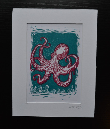 Octopus sea art mounted