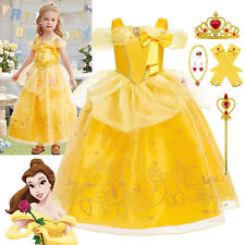 Girls Belle Fancy Dress up Cosplay Costume Party Princess Birthday Outfit Gifts