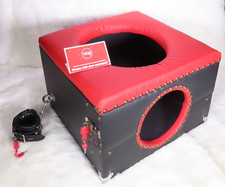 Queening Chair Box Wrapped Wood Forced Toilet Box, BDSM, BONDAGE FURNITURE, SM