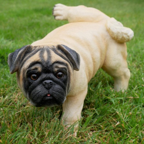 Weeing pug funny garden - weeing,