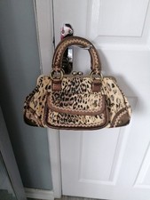 DENTS 1777 BEIGE BLACK GOLD ANIMAL PRINT TOP HANDLE HANDBAG
