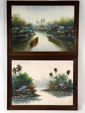 P. Kosol Signed Painting with Unsigned Other Oil Paint Framed Asian Thailand Art