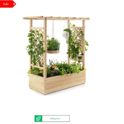 Rustic wooden garden planter - rustic,