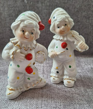 Vintage Brinn’s Porcelain Figurines Set of 2 Clown Musicians – Hand Painted Taiw