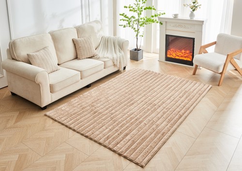 Faux fur rug non slip - faux, striped