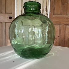 Vintage Viresa Large 14" French Green Glass Terrarium Carboy Bottle Planter Vase