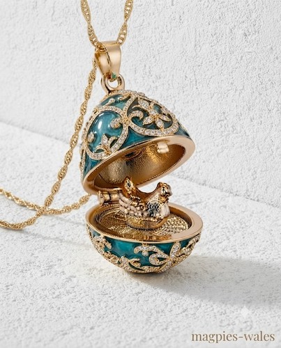Aqua blue egg diamante - egg, locket
