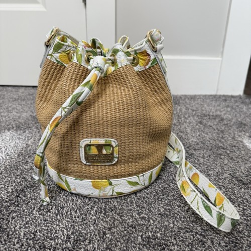 Valentina raffia lemon print - raffia,