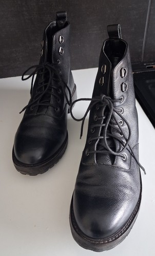 Clarks black leather - black, up
