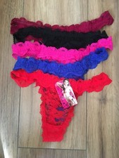 MULTIPACK OF 5 SET WOMENS FLOWER  BOW LACE THONGS G-STRING UK SIZE 10-12 UK