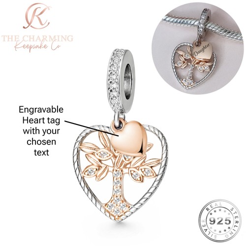 Family tree charm silver - tree,