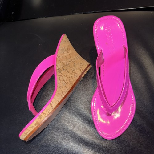 Mystique hot pink cork wedges - hot,