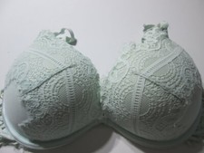 La Senza Bra Size 34D Ivory Underwired Push-Up Adjustable Straps Lace Floral