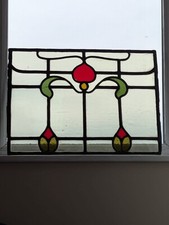 Decorative Compact Edwardian Stained Glass Window Panel
